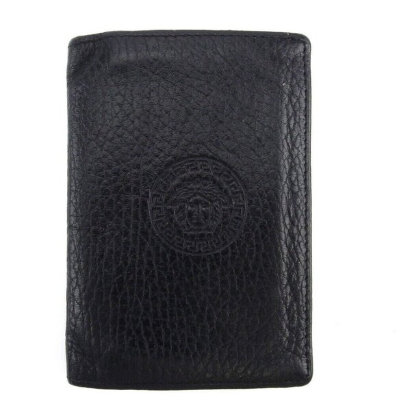 Gianni Versace Card Case Medusa Leather Authentic USED - Picture 1 of 12